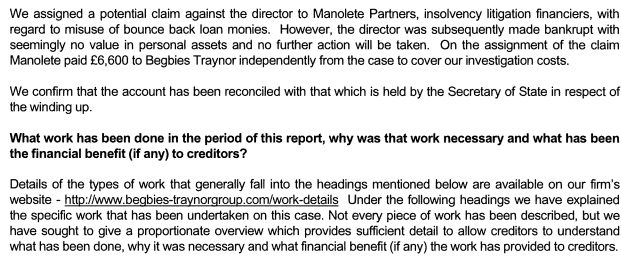 Liquidator comments 712 5708472